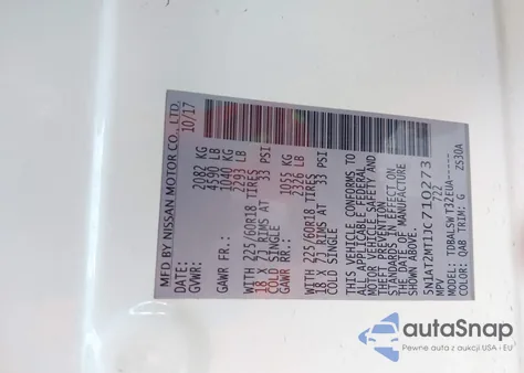 2018 Nissan Rogue Sl z USA, uszkodzony, nr VIN 5N1AT2MT1JC710273